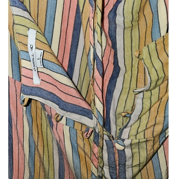 O’Neill romper Large, Striped, Wide Leg Jumpsuit Halter, Boho, Cottagecore - Picture 6 of 9